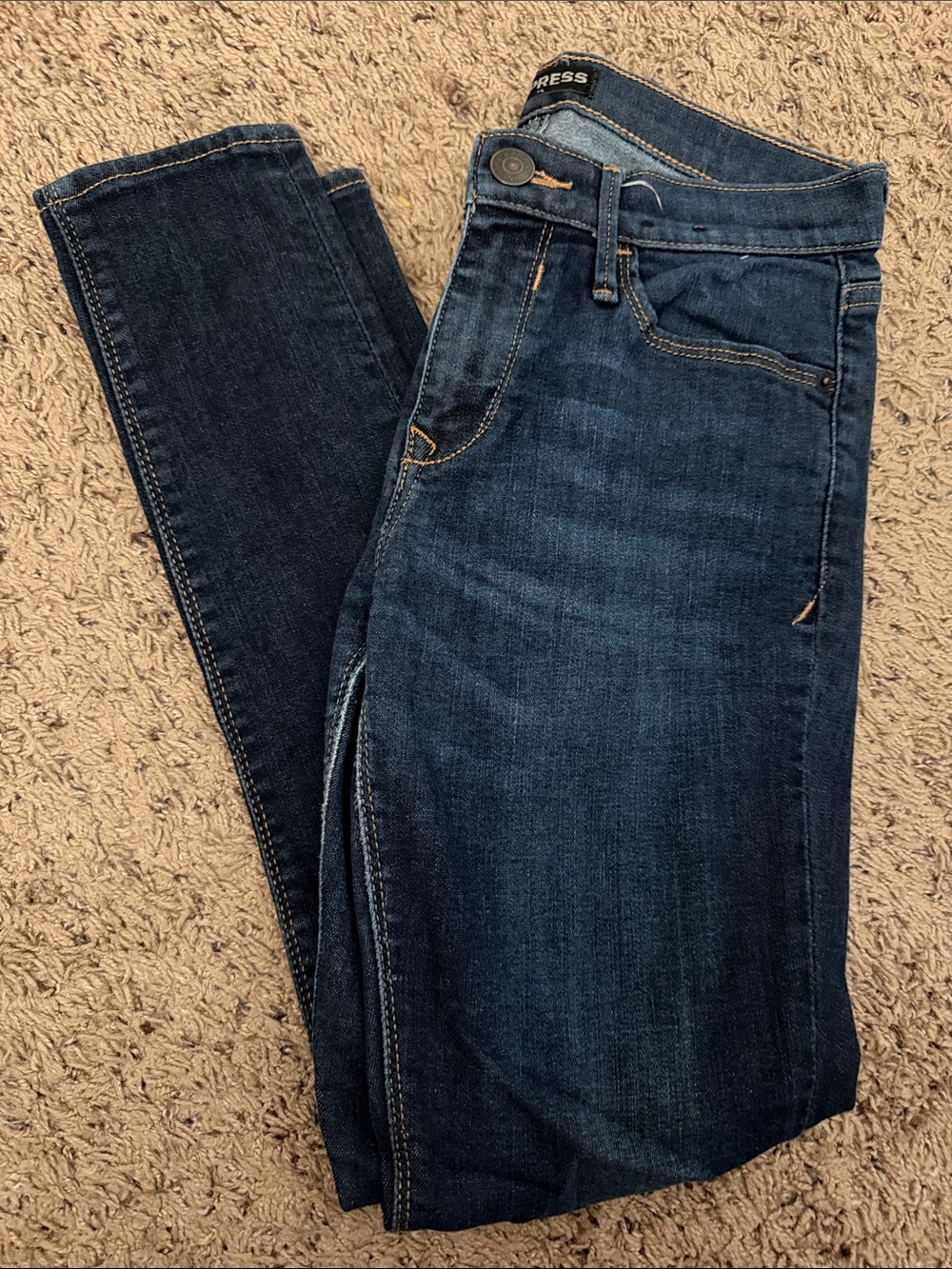 Express Women's Dark Indigo Skinny Jeans size 6R mid rise ankle legging
